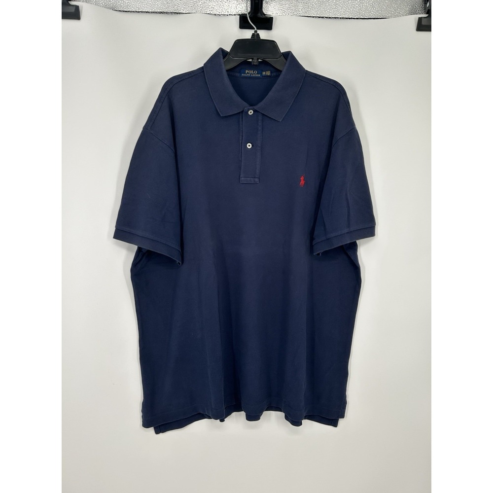 Polo‎ Ralph Lauren Short Sleeve Polo Shirt Solid Navy Blue Size 2XL Big 2XB